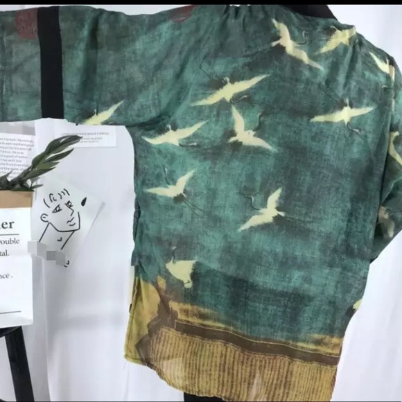 Asian Crane kimono style top - Picture 2 of 5